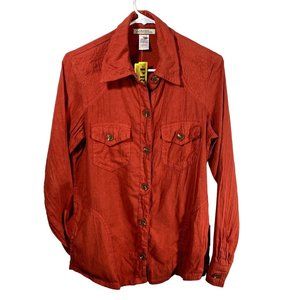 Prairie Underground Womens Hemp Silk Blend Button Up Shirt Size S Rust NWT